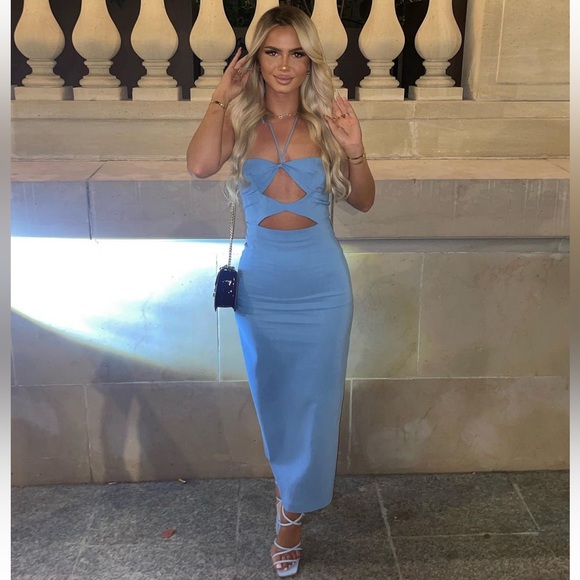 Zara Blue Cut Out Dress - Picture 7 of 17